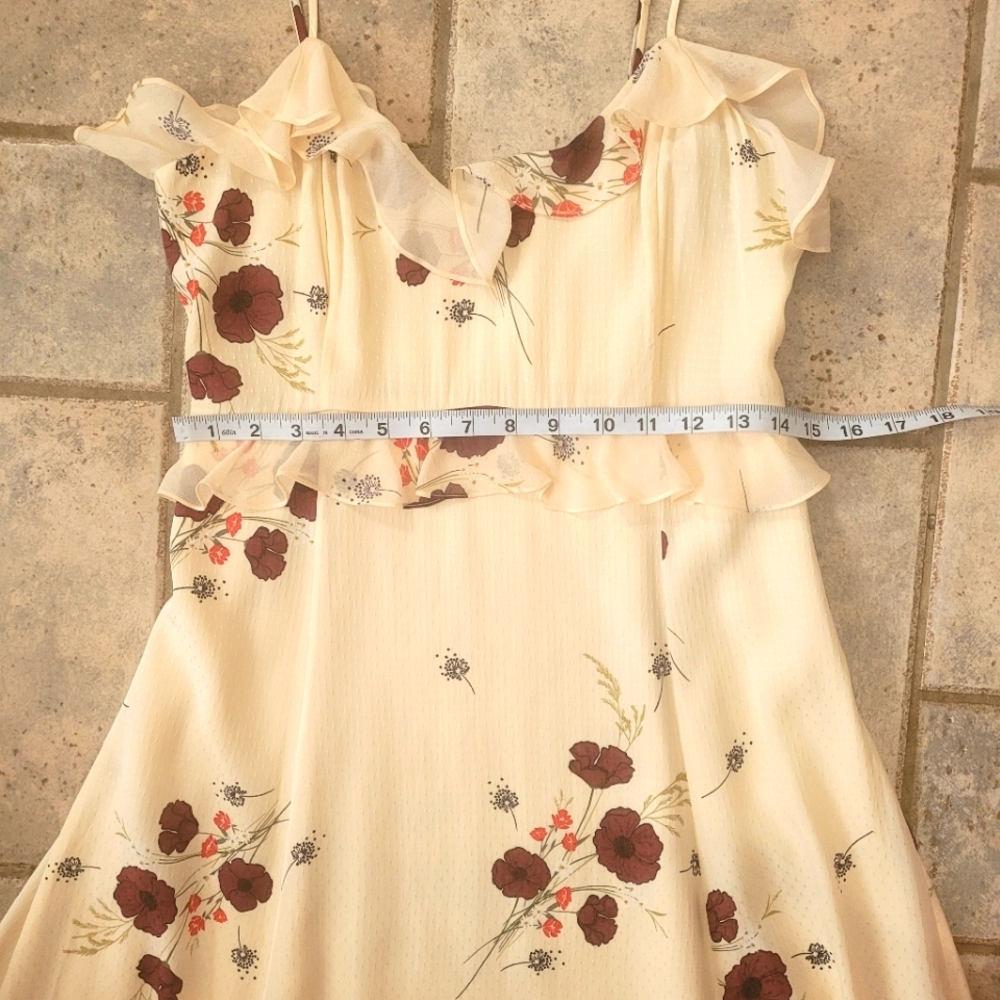 Joie Cassiel Floral Ruffle Maxi Dress Sz  Silk Sz 4 Boho Wedding Guest - Picture 10 of 13